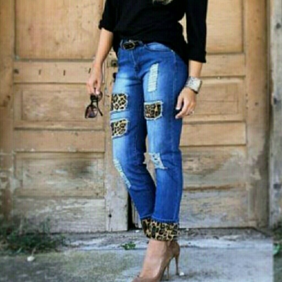 L&B Denim - L&B Boyfriend Jeans Leopard Print Cuffed 18
